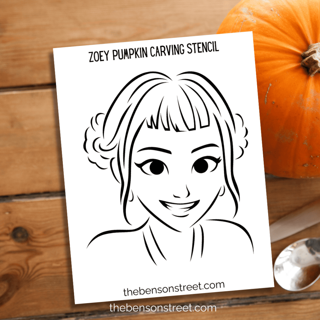 Zoey Face Pumpkin Carving Stencil