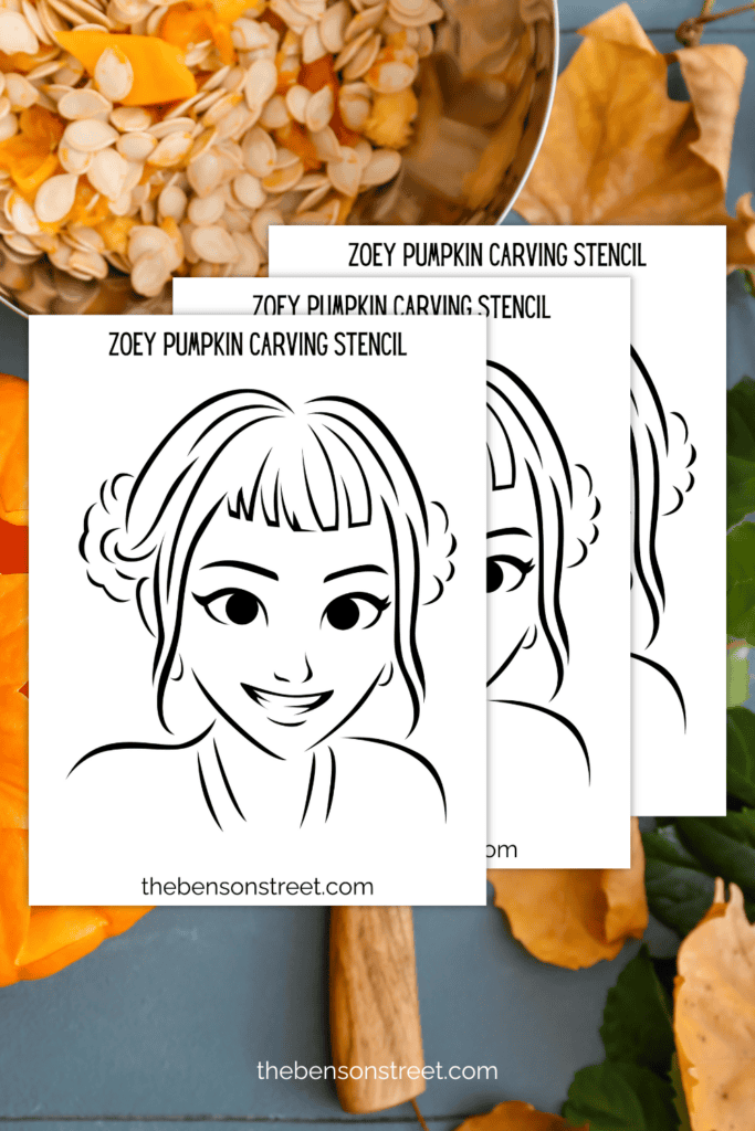 Zoey Pumpkin Carving Template on a carving background