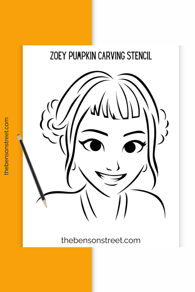 Zoey Stencil printable page with a pencil on top free to print